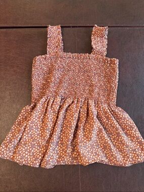 Feminine Rust Floral Smocked Tank Top